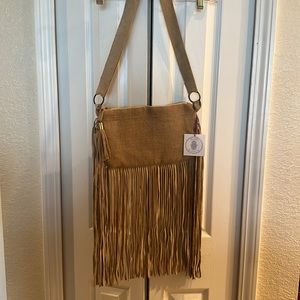 Muche-et-Muchette jute and faux suede bag